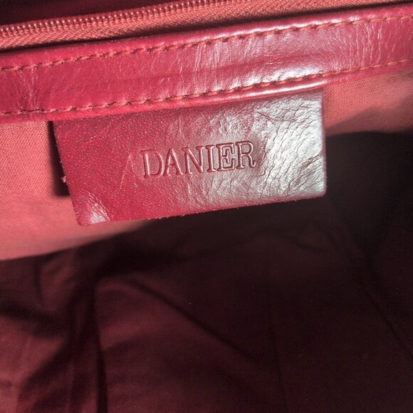Danier Red Leather Purse Shoulder Crossbody Bag Cargo Pocket Silver Y2K Hobo Zip - Picture 2 of 16